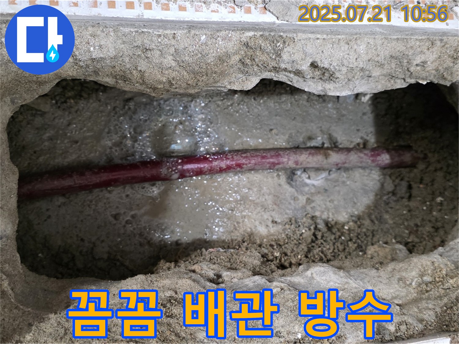 노원구 상계동 삼성아파트 누수 - 누수 해결을 위해 배관 주변 방수 작업을 꼼꼼하게 진행합니다.