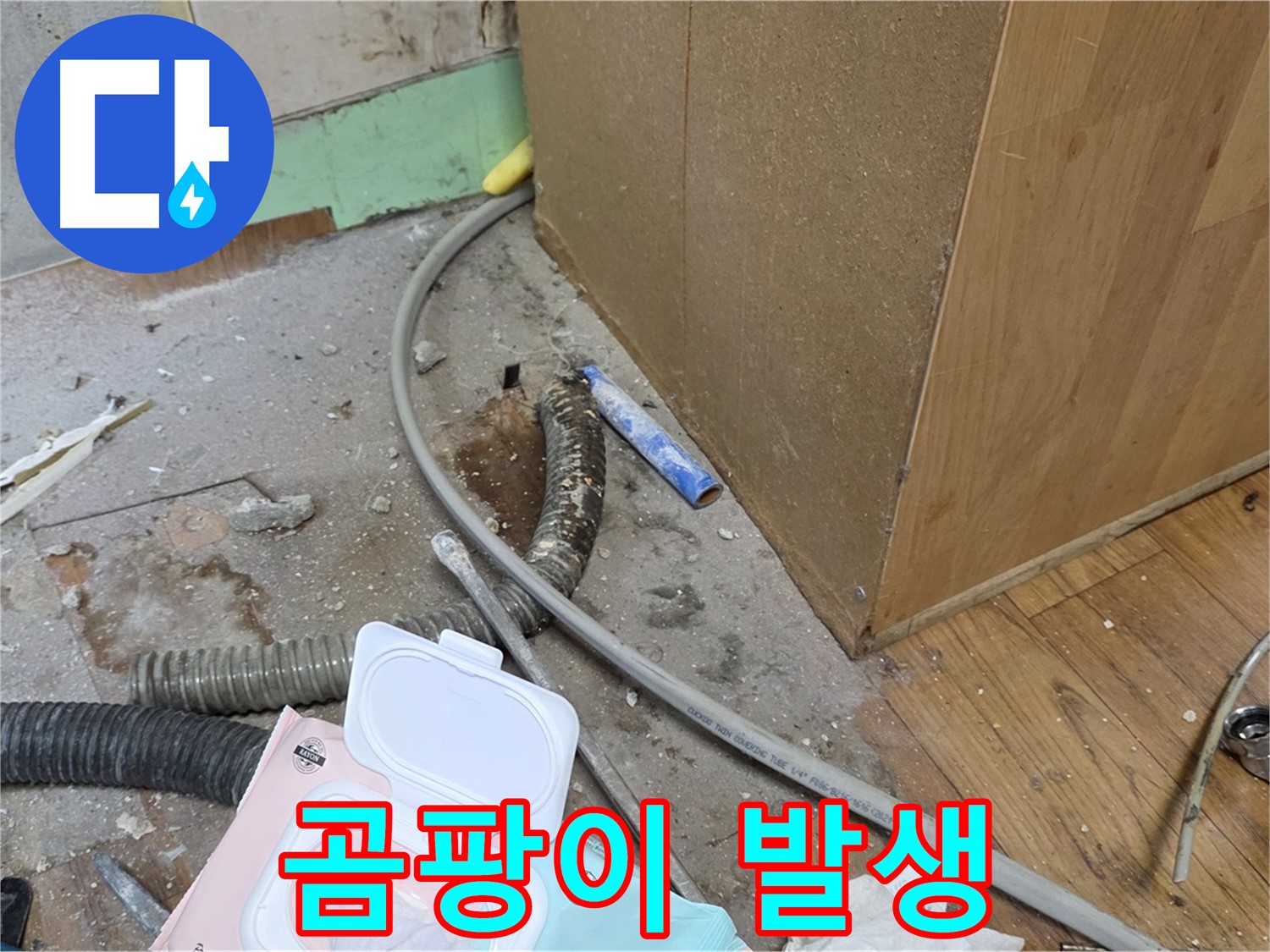 곰팡이 발생 - 누수로 인해 싱크대 주변에 곰팡이가 발생했습니다.