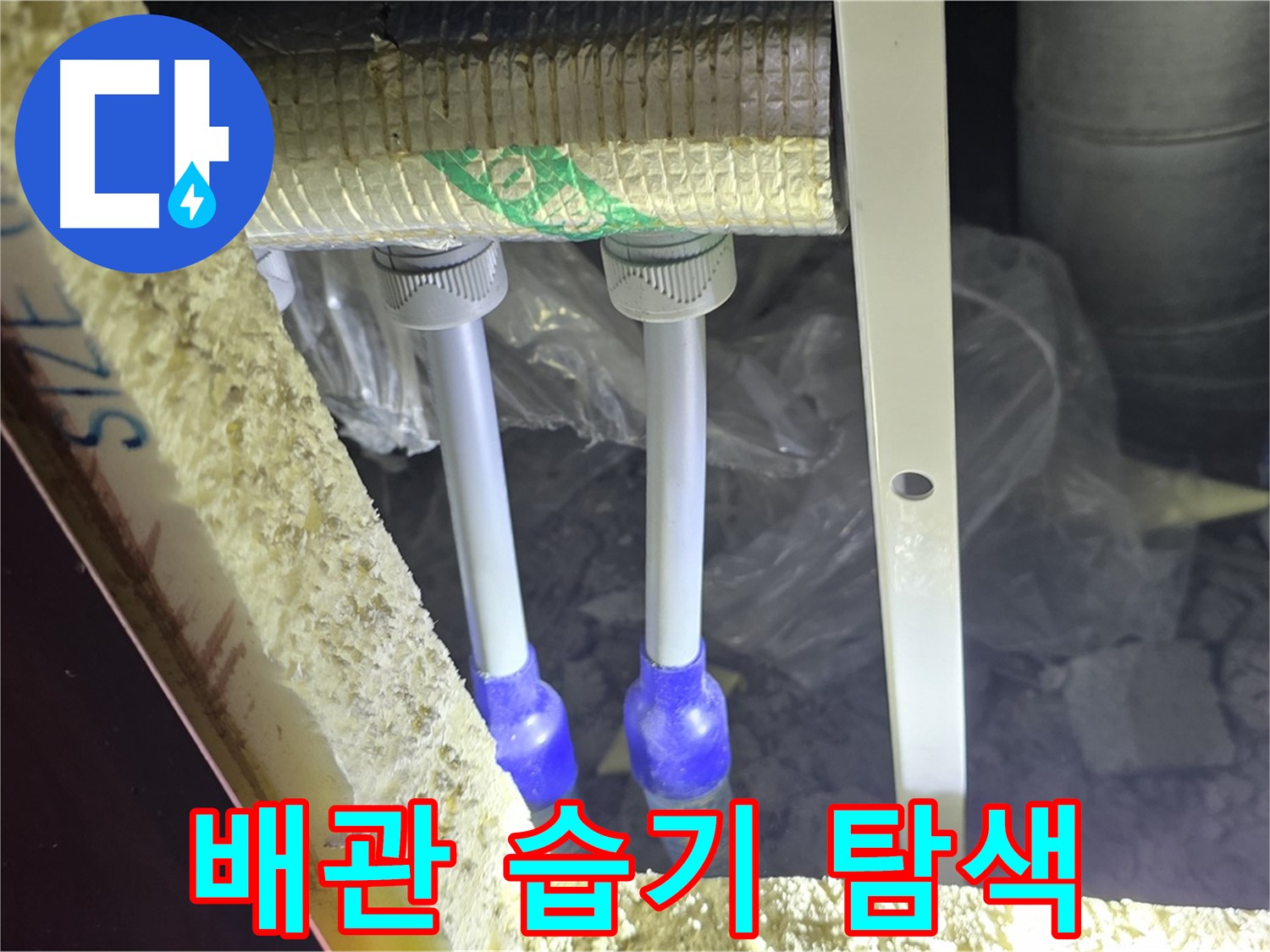 삼숭동 양주자이 아파트 누수 - 배관 연결 부속 주변 습기 및 누수 흔적 정밀 탐색