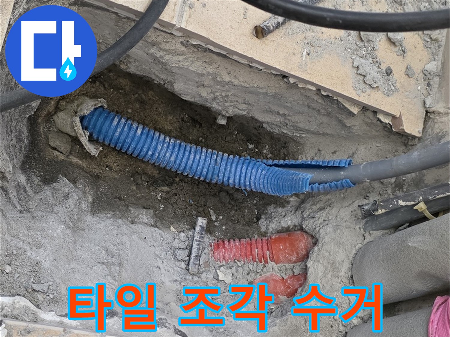 삼숭동 양주자이아파트 누수 - 깨진 타일 조각 꼼꼼 수거