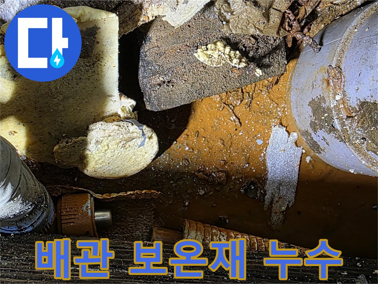 용인 처인구 원삼면 누수 현장 - 낡은 배관과 손상된 보온재 - 누수 해결 전문가가 필요합니다.