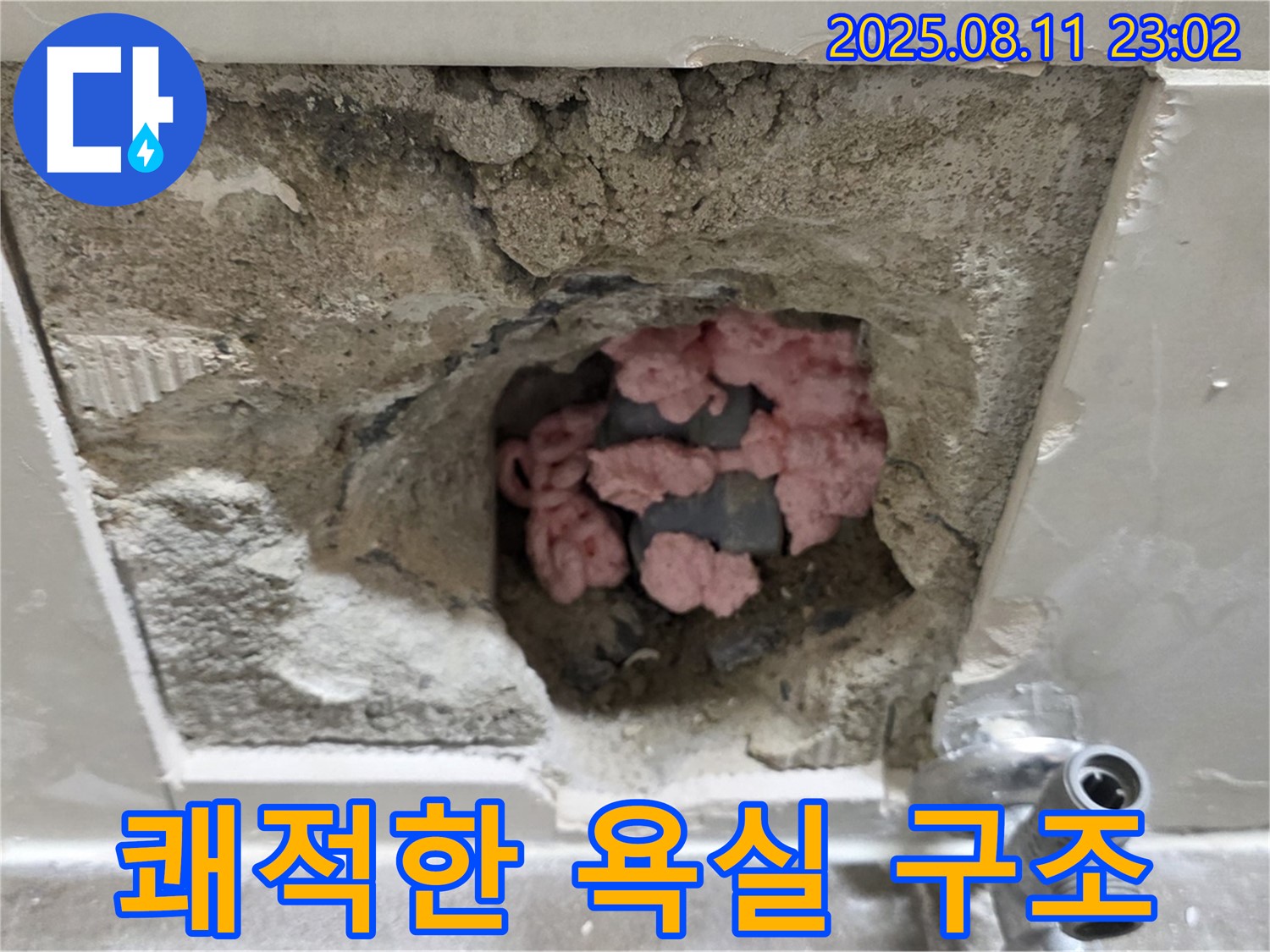 하월곡동 래미안월곡아파트 누수 - 곰팡이 핀 핑크 단열재, 쾌적한 욕실로 만들기 위한 긴급 구조 작전 개시!