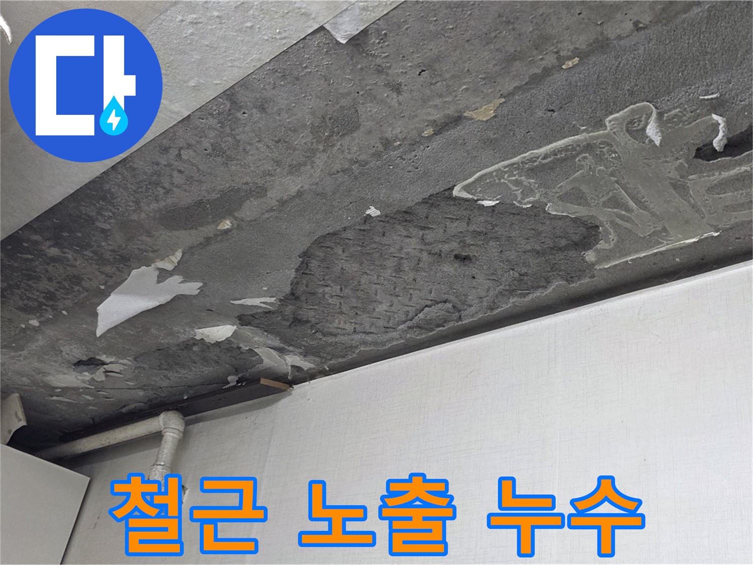 용인시 기흥구 구갈동 콘크리트 천장 누수 - 철근 노출, 긴급 점검 및 보수 필요