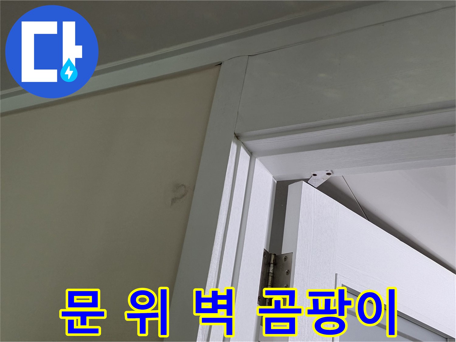 분당 운중동 산운마을 - 문 위 벽 모서리에서 발견된 곰팡이 - 꼼꼼한 점검으로 누수 원인을 파악하고 해결합니다.