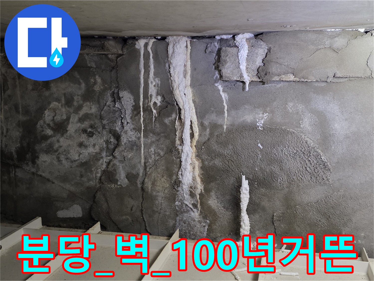 분당 콘크리트 벽 - 건물 늙음, 석회수 줄줄, 보강 공사로 100년 거뜬