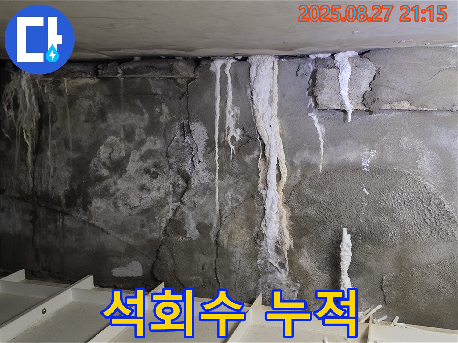 성남 분당 운중동 산운마을6단지 콘크리트 누수 - 석회수 누적, 콘크리트 부식 가속화