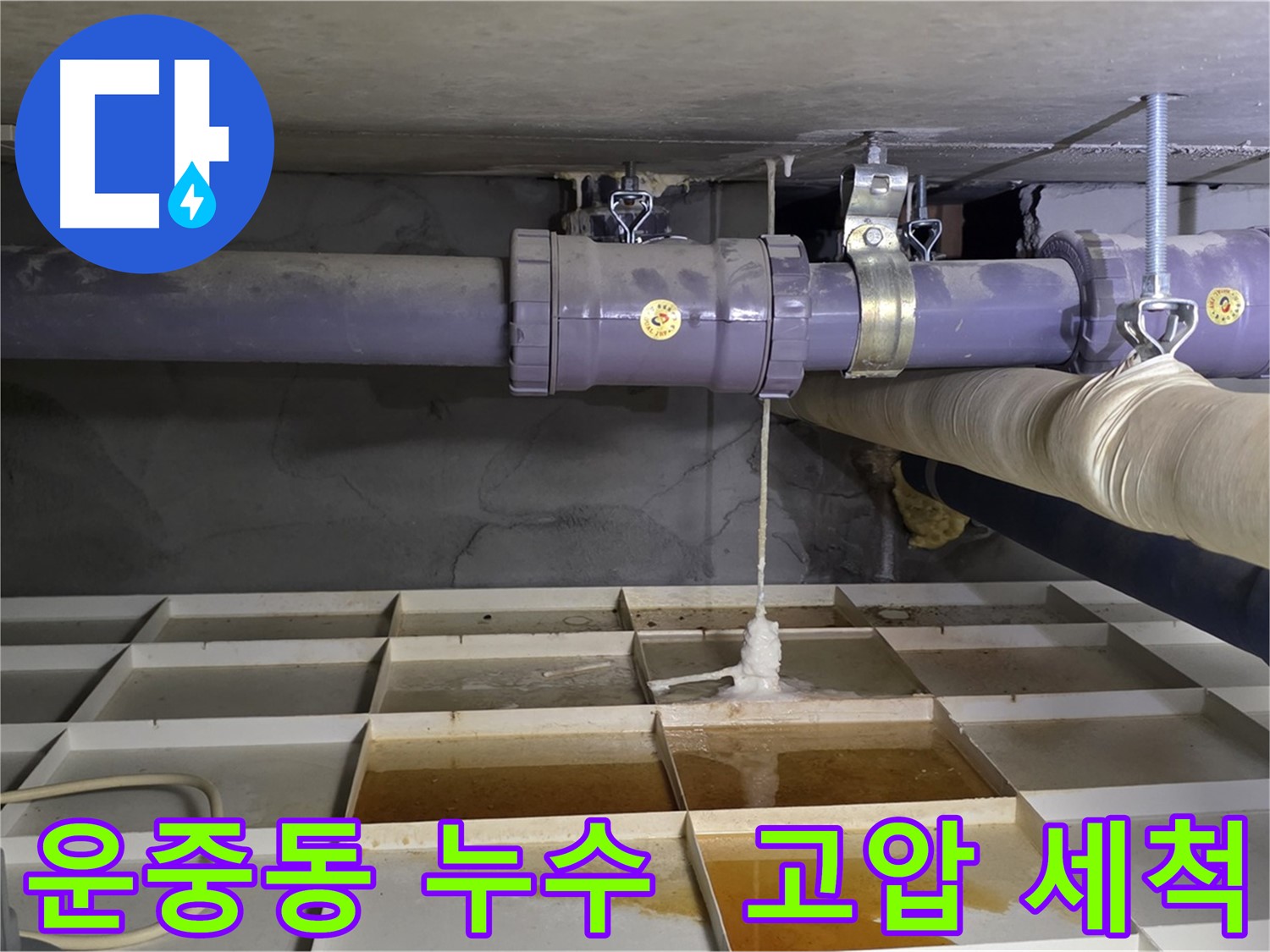 운중동 산운마을 6단지 배관 누수 - 연결 부속 막힘, 시원한 고압 세척으로 해결