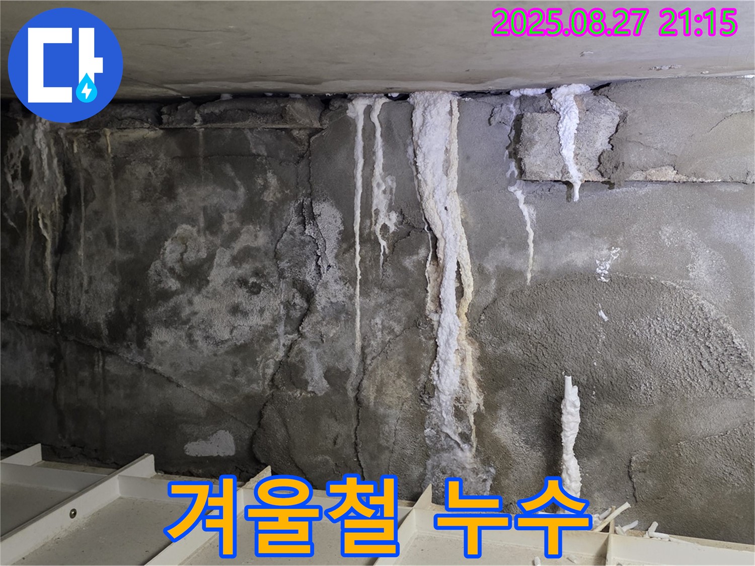 운중동 산운마을6단지 콘크리트 누수 - 겨울철 누수, 동파 위험