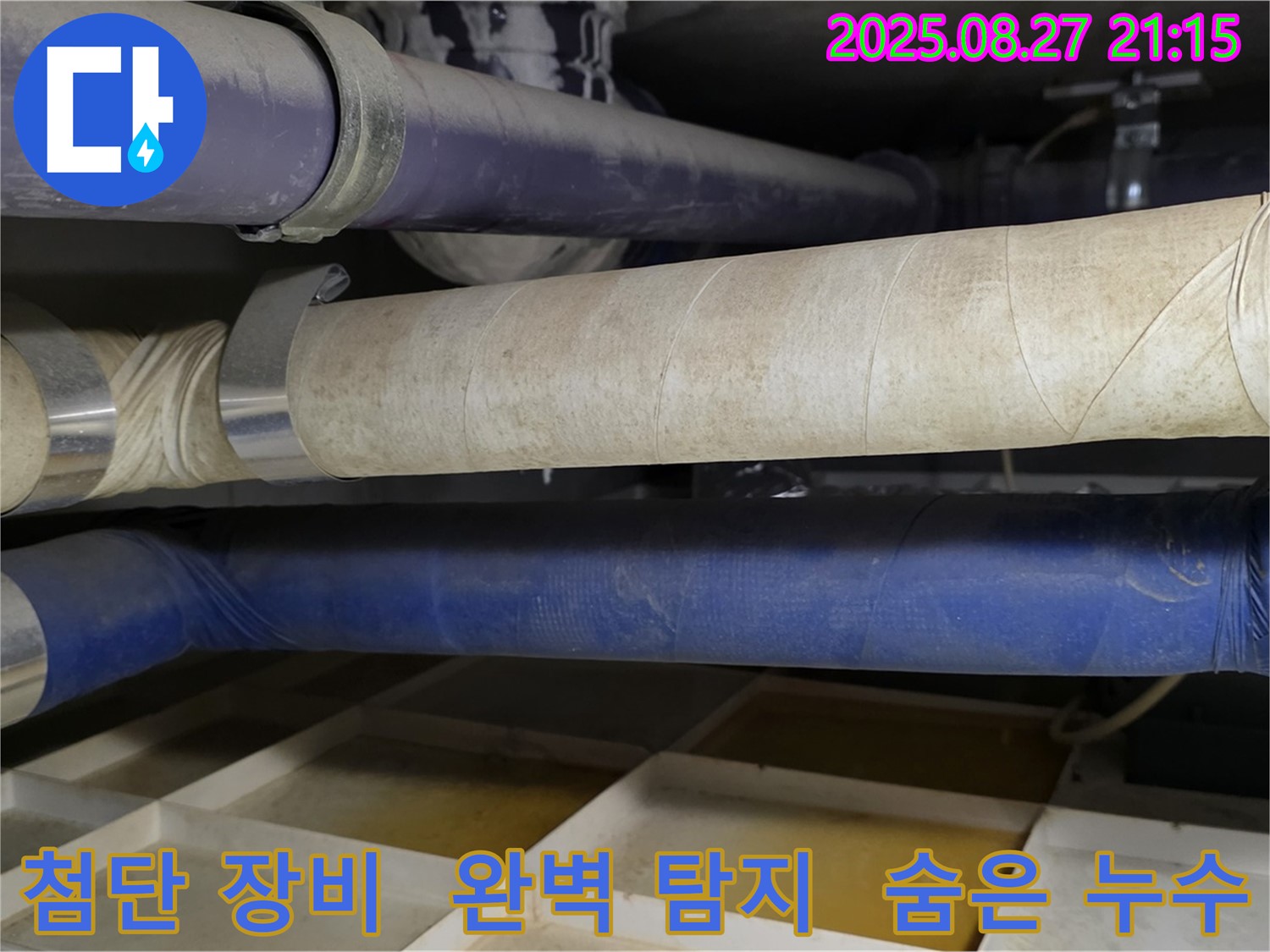 첨단 누수탐지 장비를 사용하여 누수 지점을 탐지하는 모습 - 분당 운중동 누수, 숨은 누수도 확실하게!