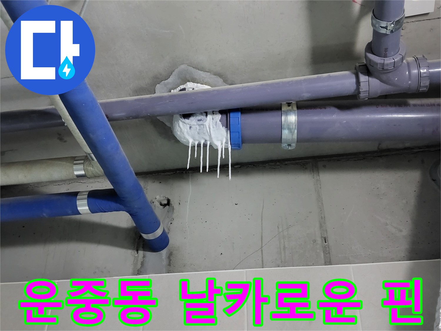 분당구 운중동 하수 누수 - 배관 주변 날카로운 핀 삽입