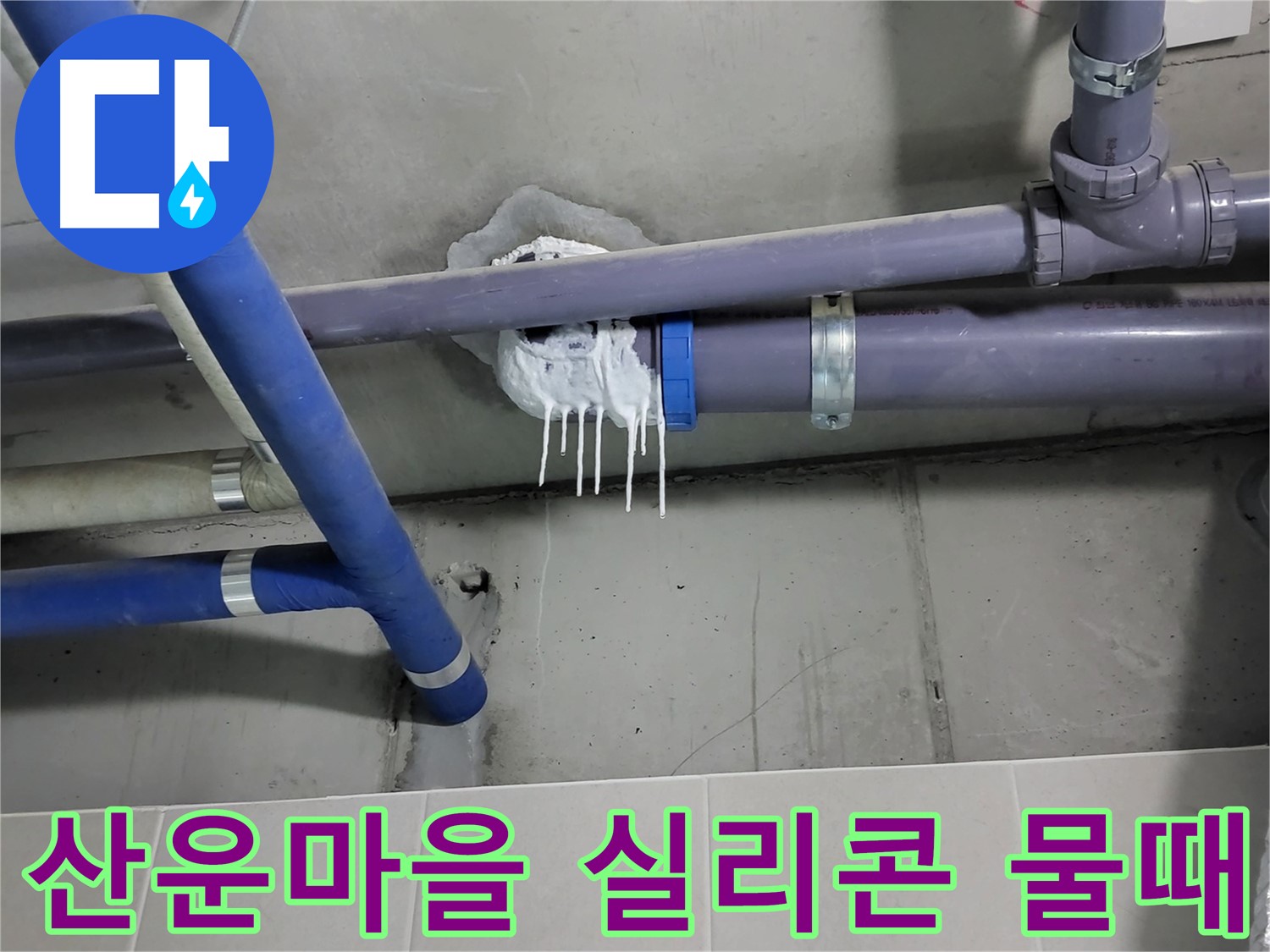 산운마을 하수 누수 - 실리콘 손상과 물때