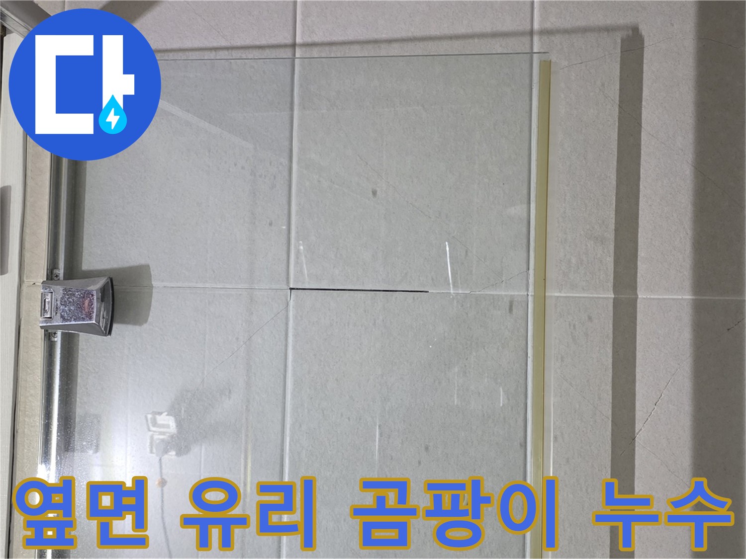 샤워부스 유리문과 옆면 유리 사이 곰팡이 발생 및 누수 해결 - 곰팡이 제거 및 실리콘 재시공