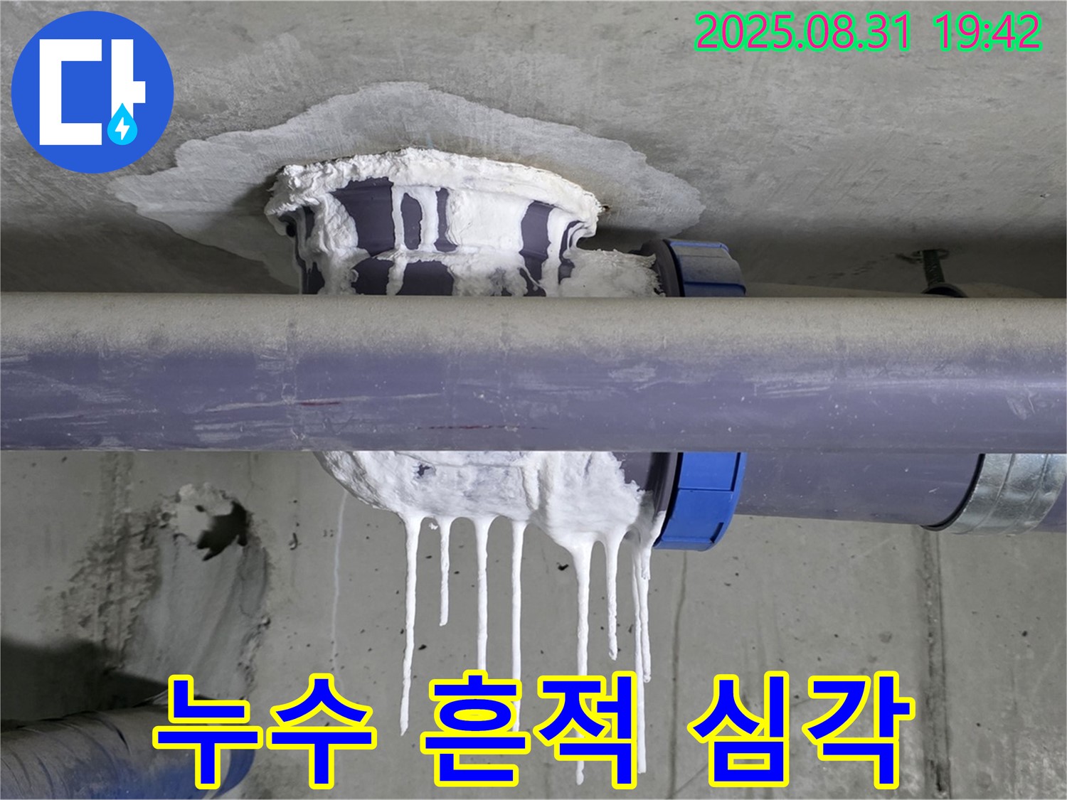 성남 분당 운중동 산운마을 배관 누수 - 천장에 심하게 생긴 누수 자국