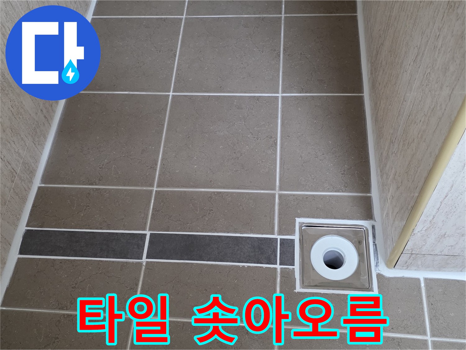 배수구 주변 타일 - 솟아오름