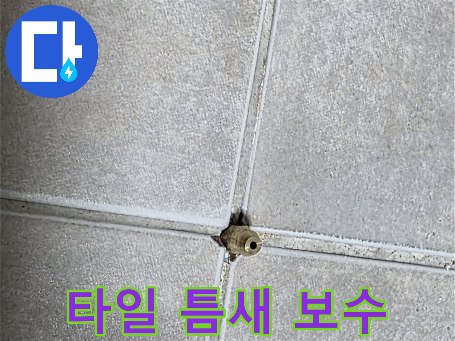 옥정 율정마을 아파트 타일 틈새 누수 - 문제의 타일 틈새를 완벽하게 보수하여 누수를 해결했습니다.