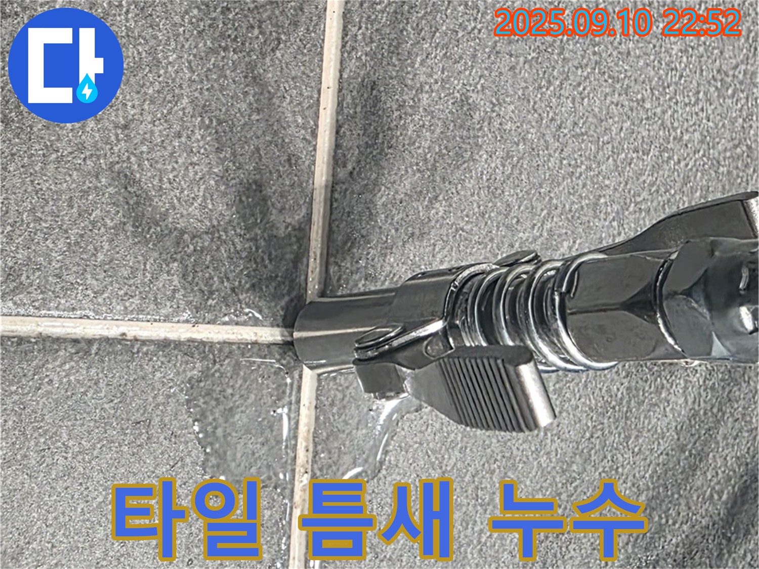 파주시 동패동 아파트 - 타일 틈새에서 누수가 발생한 모습입니다 - 꼼꼼한 점검으로 누수 원인을 파악하고 있습니다.
