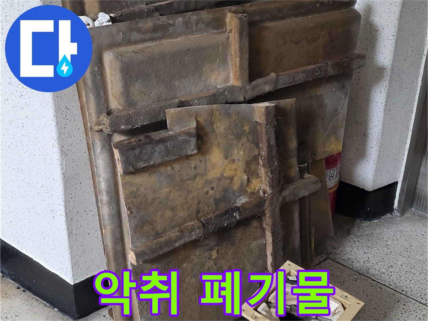 곰팡이 슨 석고보드와 조명 - 퀴퀴한 냄새 진동