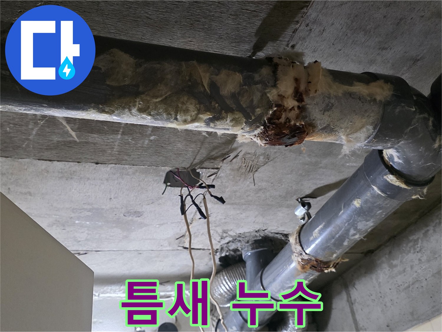 신사동 현대아파트 누수 - 오수 배관 연결부 작은 틈새 누수