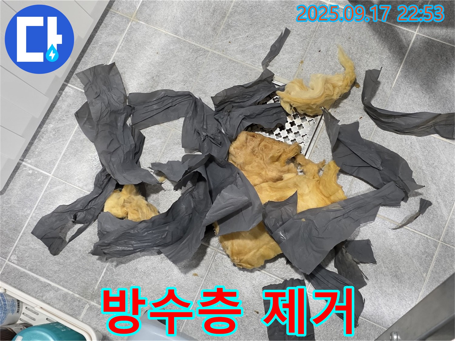 광명 광명동 욕실 하수구 주변 방수층 손상 및 제거 작업 - 꼼꼼한 작업으로 누수 해결