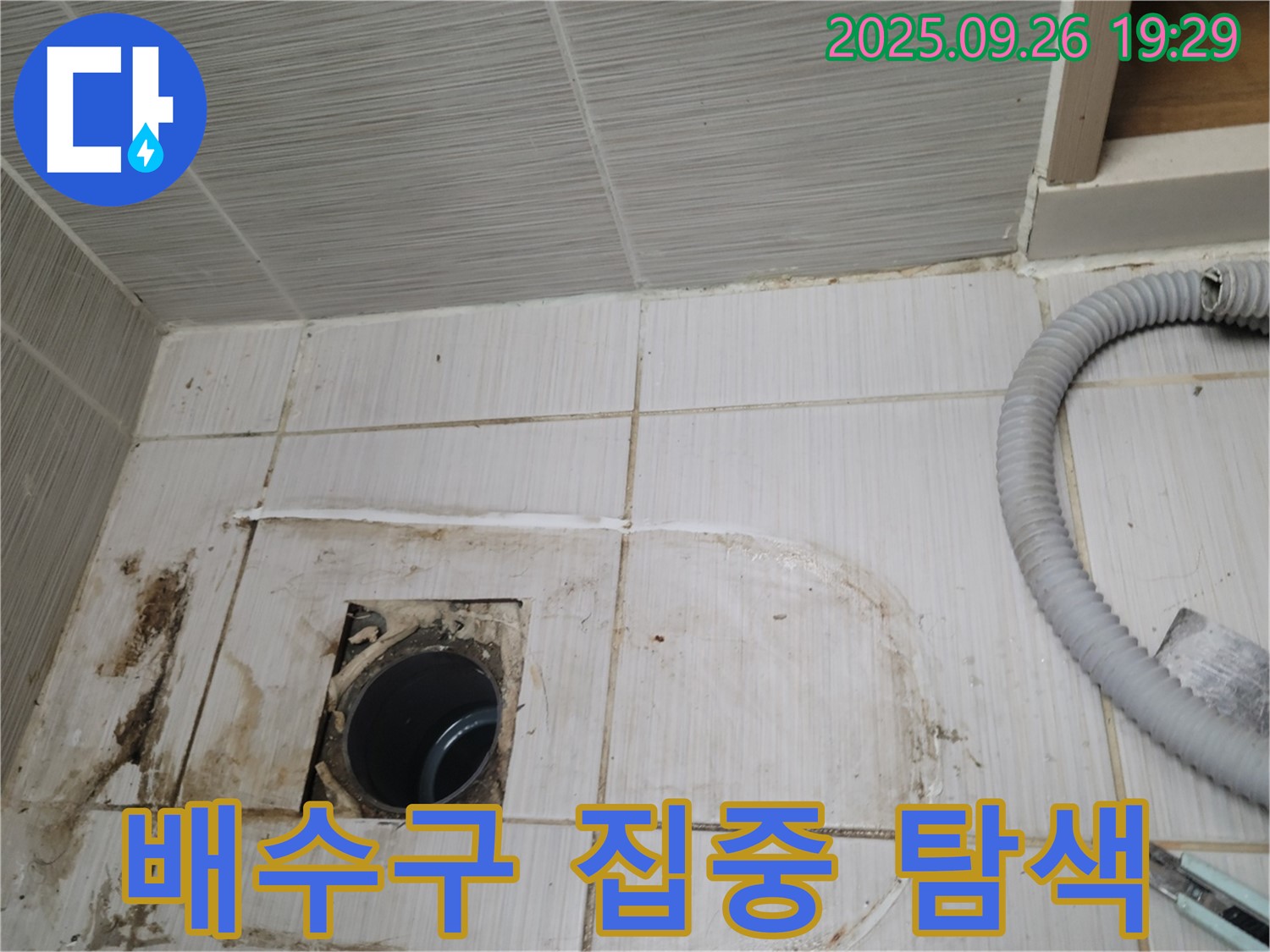 동두천 강변로 누수 - 배수구 주변을 집중적으로 탐색하여 누수 원인을 찾는 모습