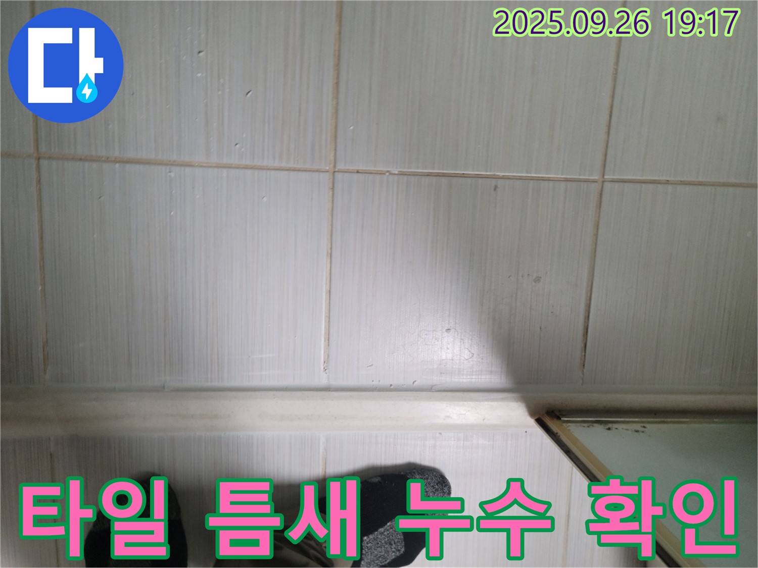 동두천 생연동 누수 - 타일 틈새를 통해 누수가 진행되고 있는 모습입니다.