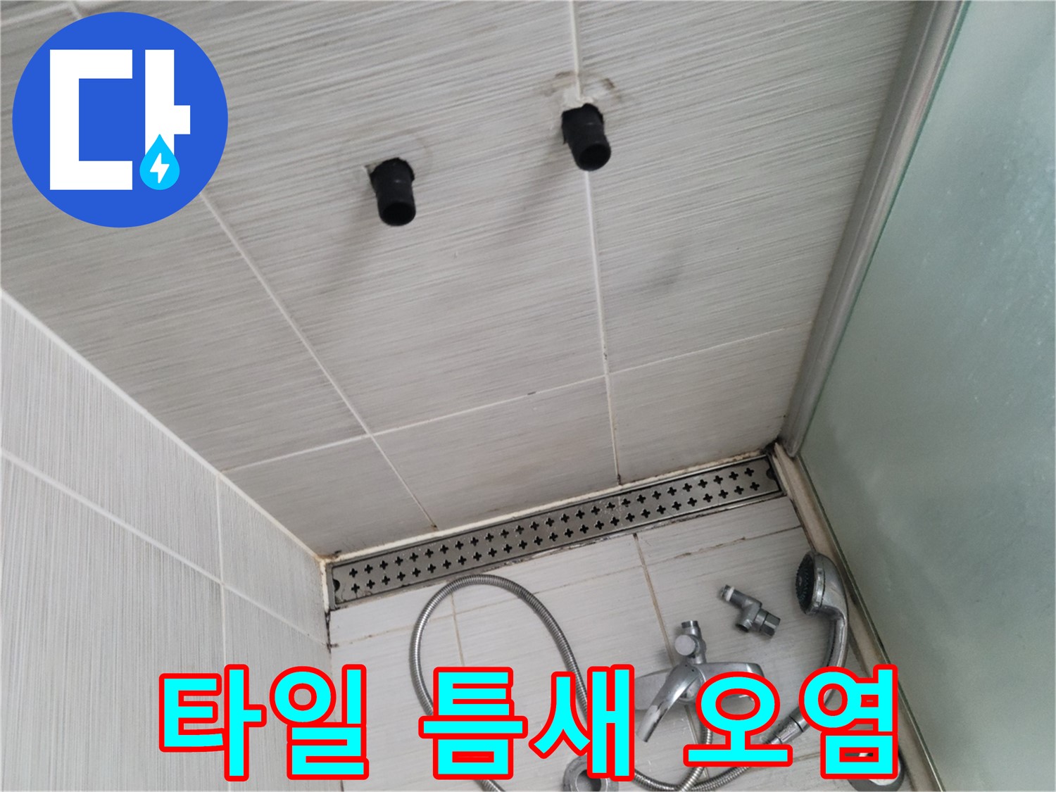 동두천 신창비바 - 샤워기 철거 후 벽면 타일 틈새 오염 상태 점검