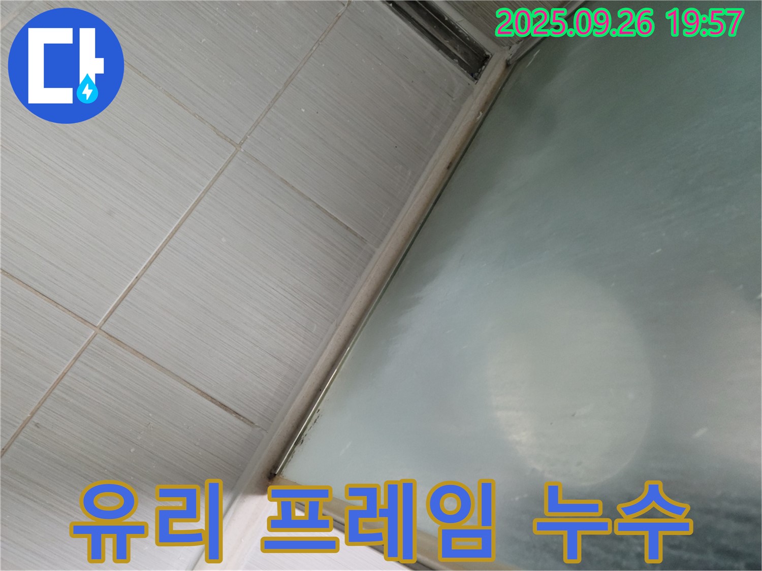 동두천시 강변로 - 샤워부스 유리 프레임 하단 실리콘 손상으로 인한 누수 발생