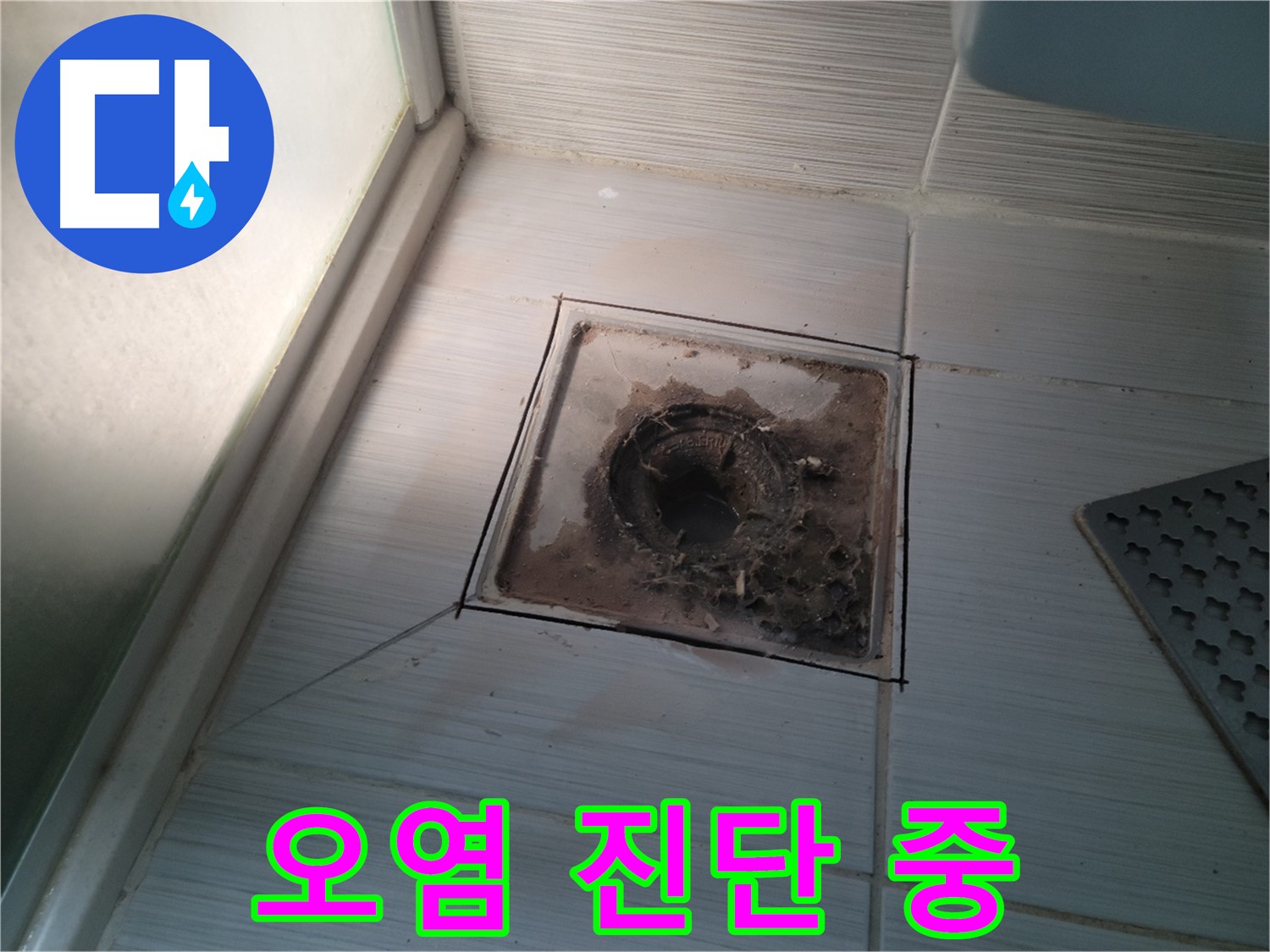 신창비바패밀리 욕실 배수구 주변 - 오염 상태 전문가 진단 진행 중