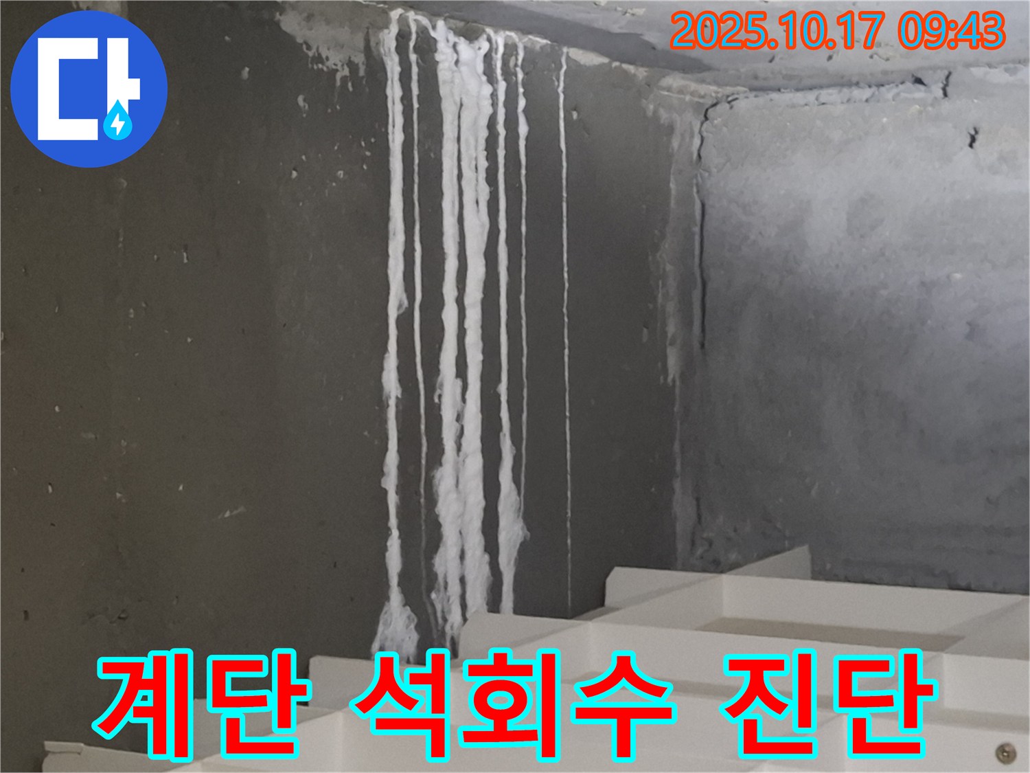 분당 봇들마을2단지 아파트 계단 석회수 누수 - 누수 진단