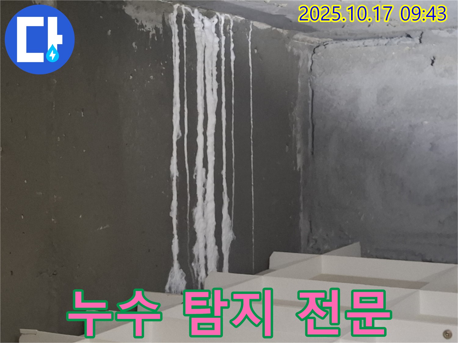 분당 봇들마을2단지 아파트 계단 석회수 누수 - 누수 탐지 전문 업체