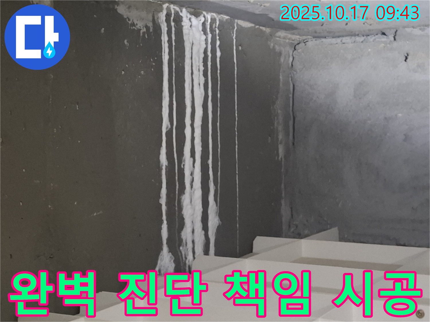 분당 삼평동 봇들마을 아파트 계단 석회수 누수 - 완벽한 진단과 책임 시공 약속