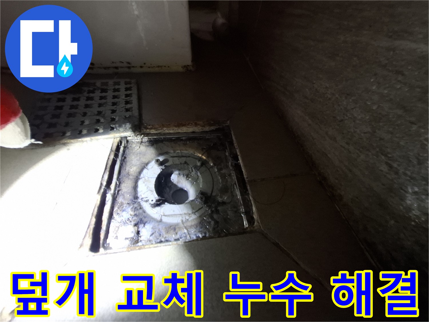 분당 삼평동 봇들마을 욕실 하수구 덮개 파손 - 새 덮개 교체 후 누수 해결 완료