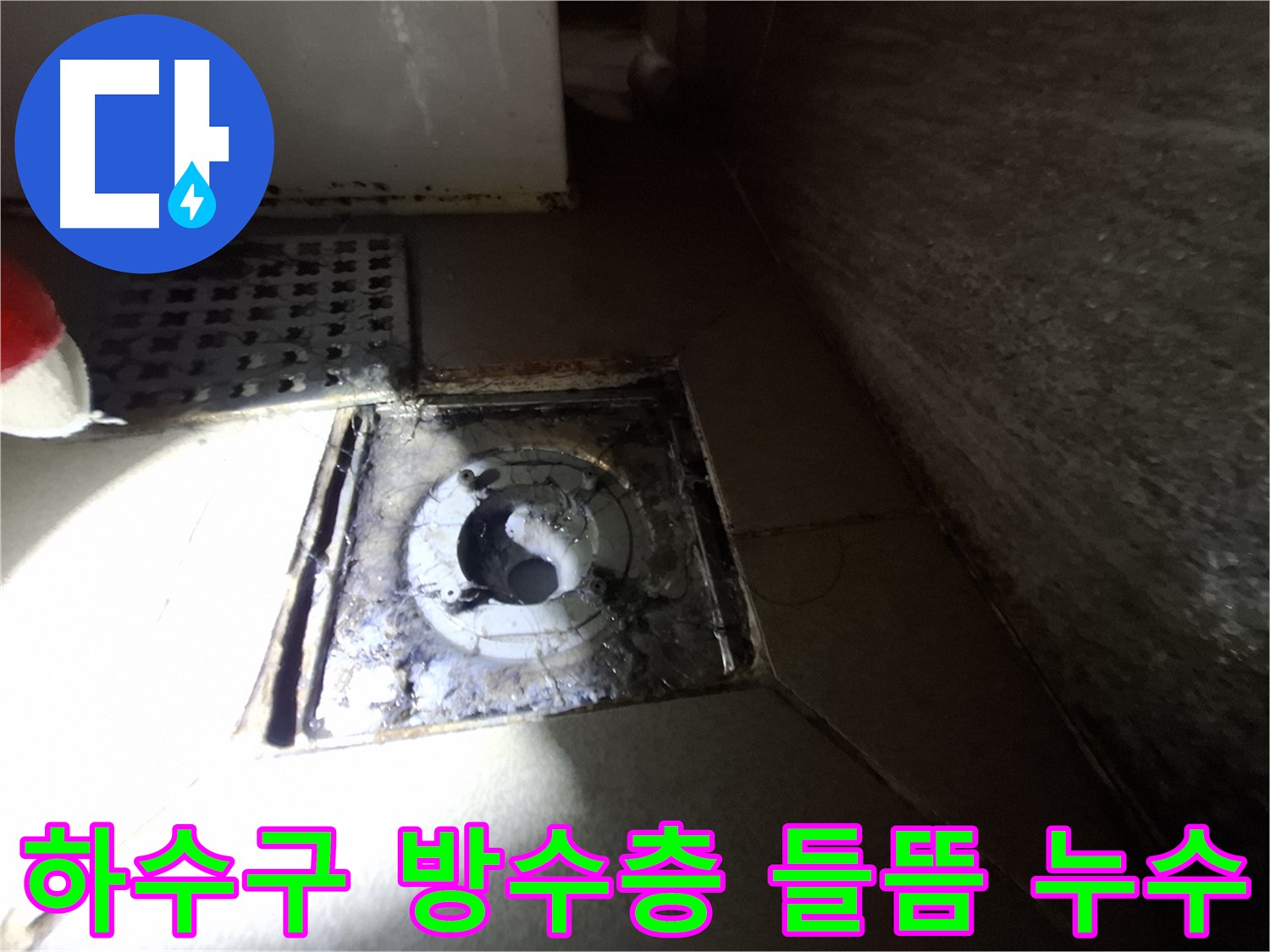 분당 삼평동 봇들마을 욕실 하수구 주변 방수층 들뜸 - 방수층 보강으로 누수 해결