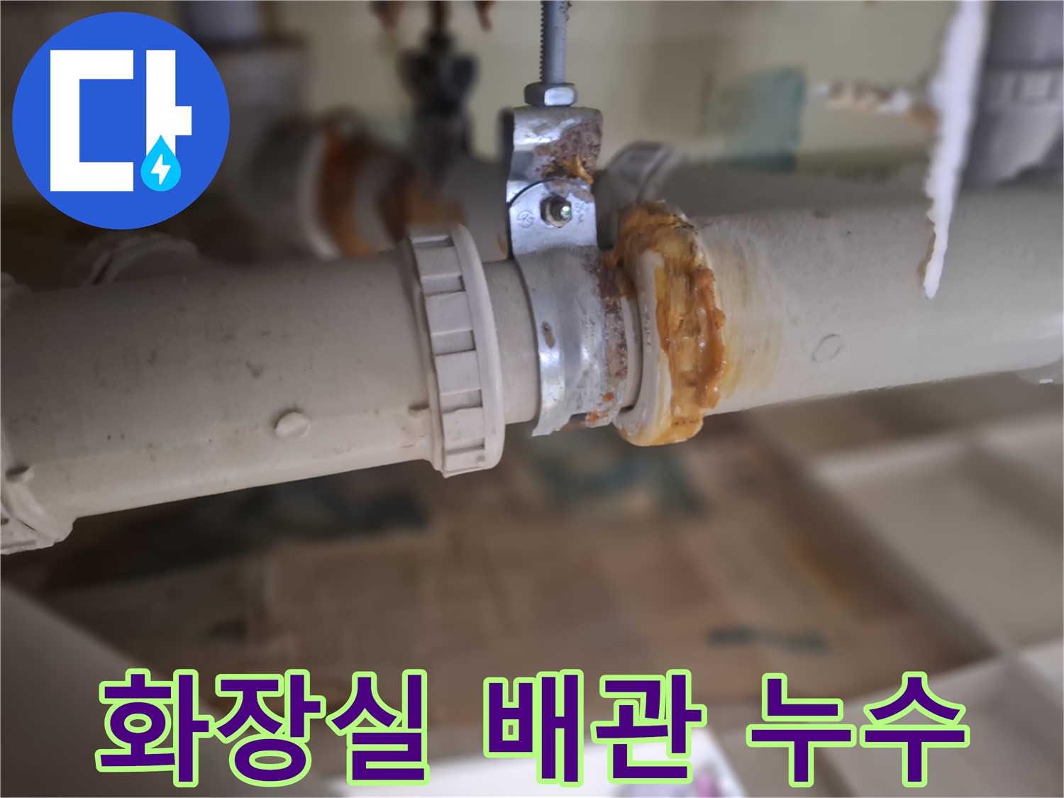성남시 분당구 삼평동 봇들마을2단지 아파트 누수 - 화장실 배관에서 누수가 발생한 모습입니다.