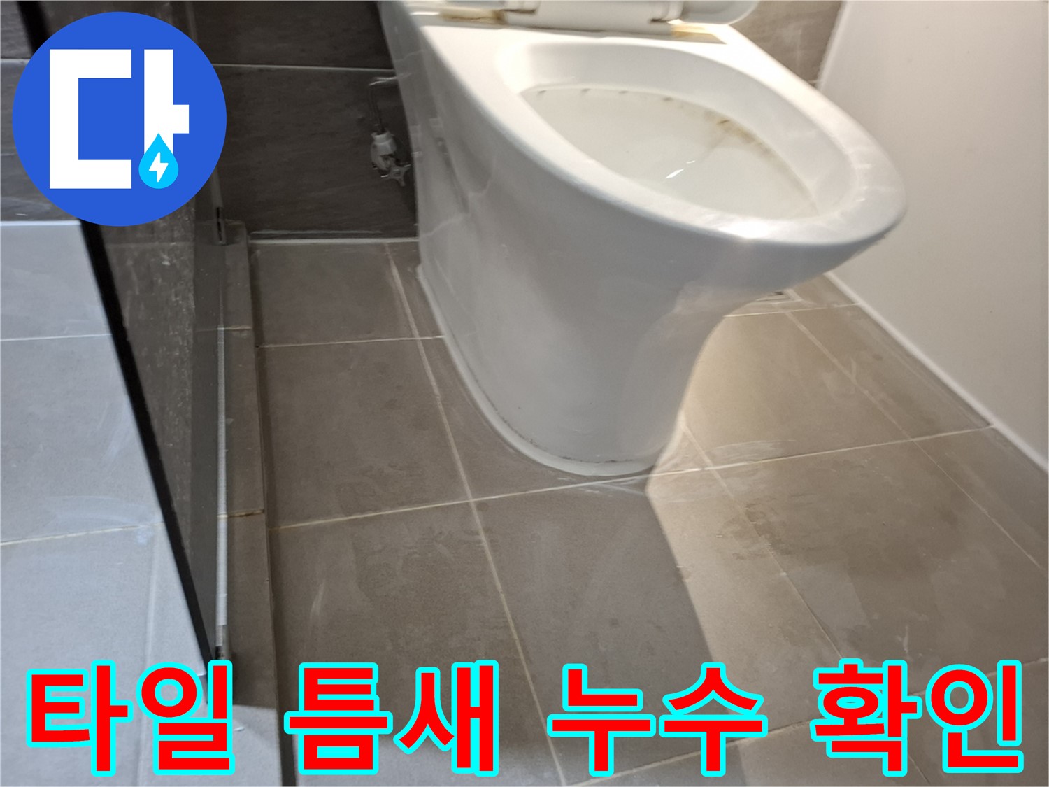 판교 삼평동 봇들마을 - 변기 옆 타일 틈새 누수 확인 중