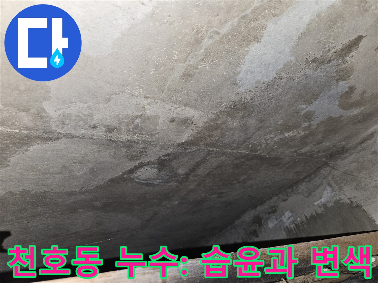 천호동 아파트 콘크리트 누수 - 습윤과 변색은 누수 징후