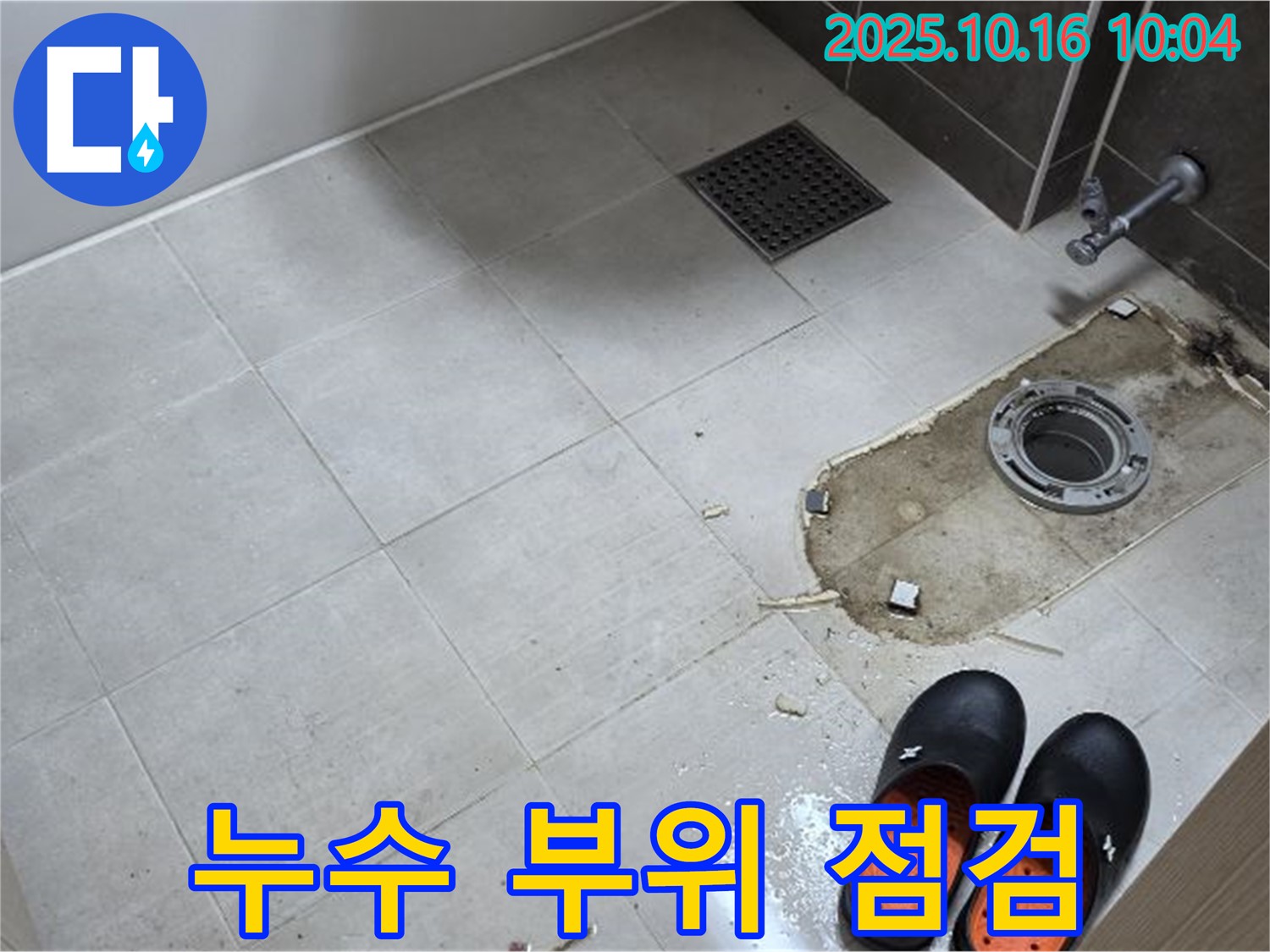 양주 옥정 율정마을 누수 부위 점검 - 누수 발생 지점 정밀 촬영 및 기록