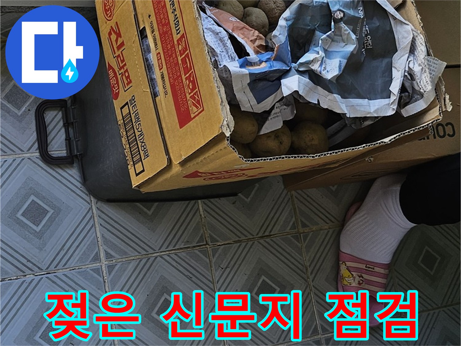 신월1동 엘리시안 누수 현장 - 감자 박스와 젖은 신문지는 긴급 점검이 필요한 징후일 수 있습니다 - 즉시 전문가에게 문의하세요.