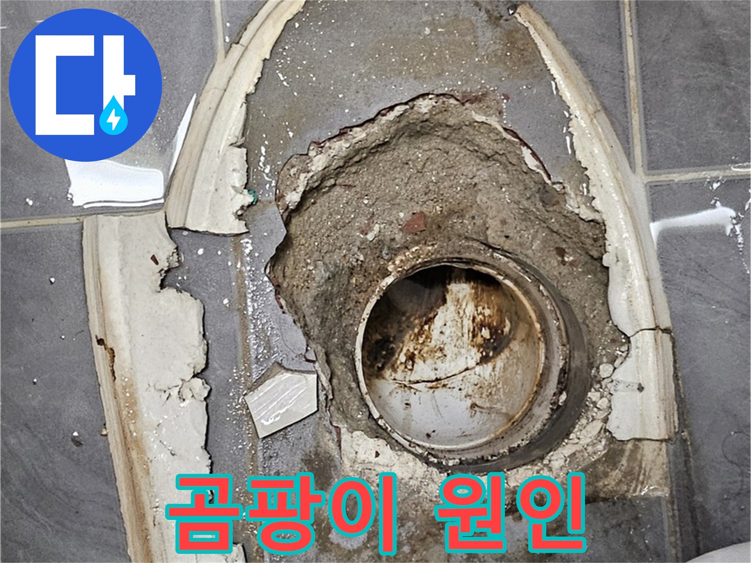 신월동 누수 변기 주변 곰팡이 깨진 백시멘트