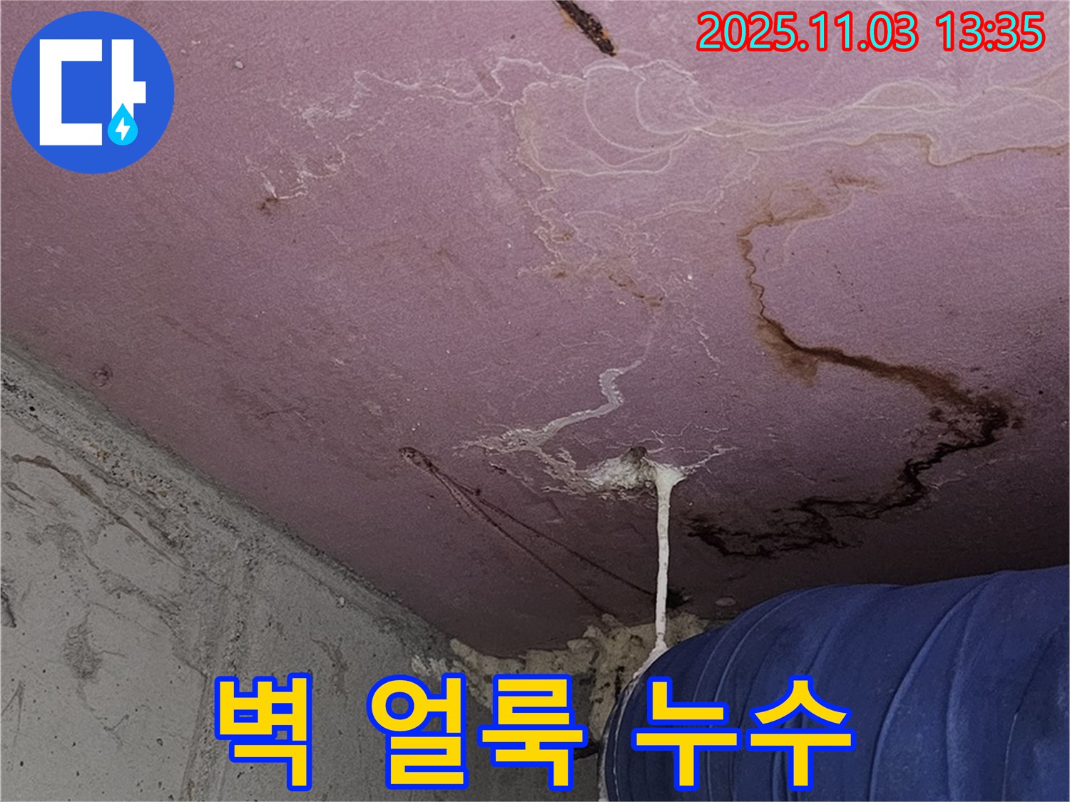양천구 신월동 누수 현장 - 벽에 생긴 얼룩, 단순 오염이 아닌 누수의 신호일 수 있습니다.