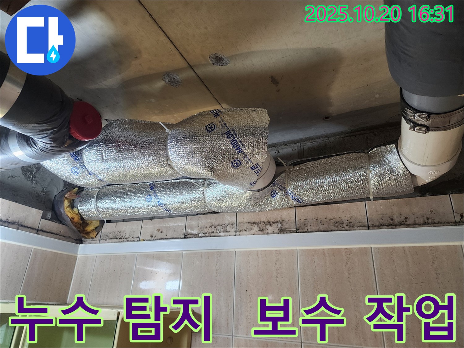 시흥시 진말동 누수 현장 - 누수 탐지부터 보수까지 한번에 진행하는 모습입니다.