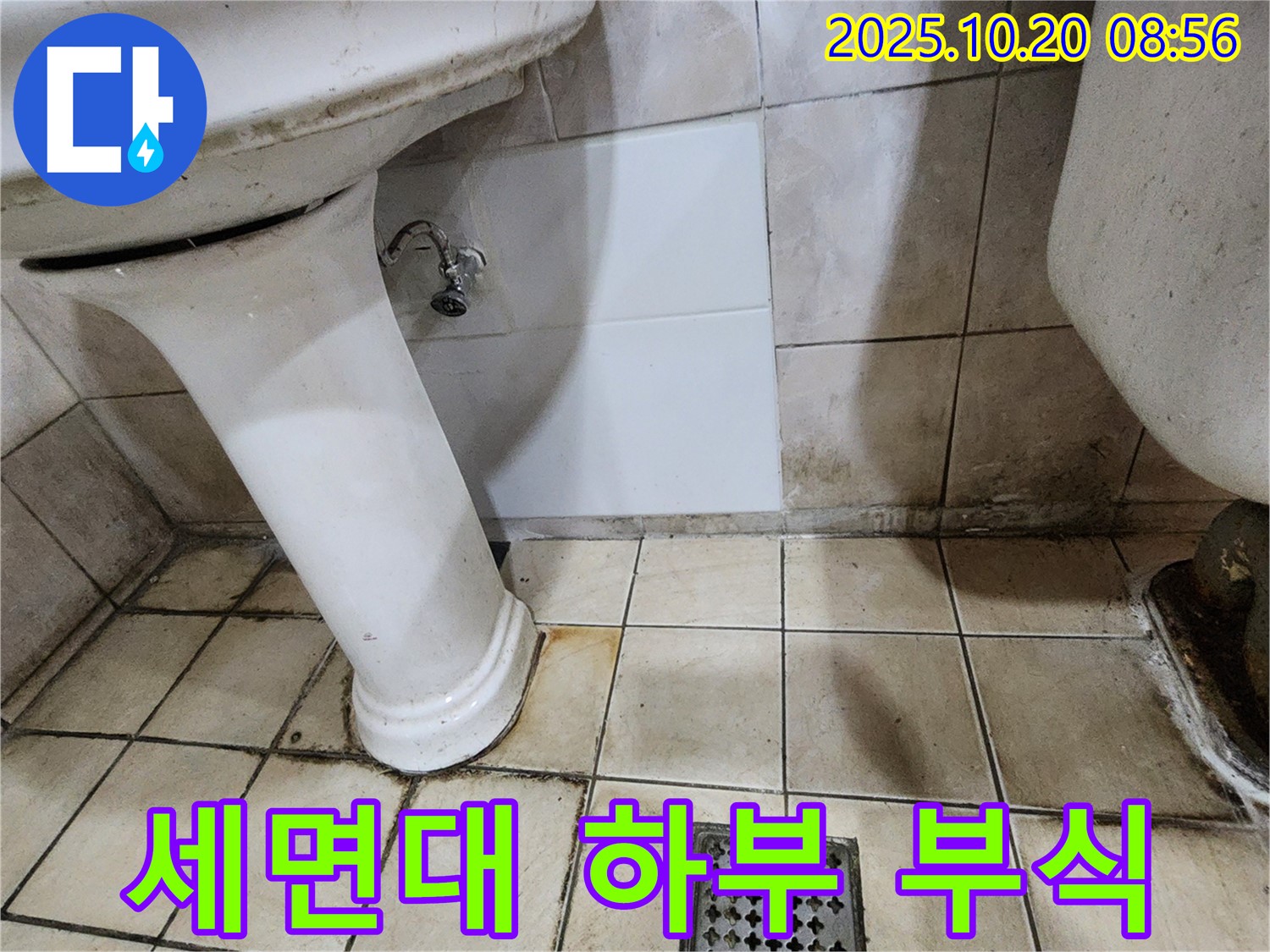 양주시 장흥면 석현리 - 낡은 세면대 하부 부식 및 누수 진행 상태 점검 - 교체 고려