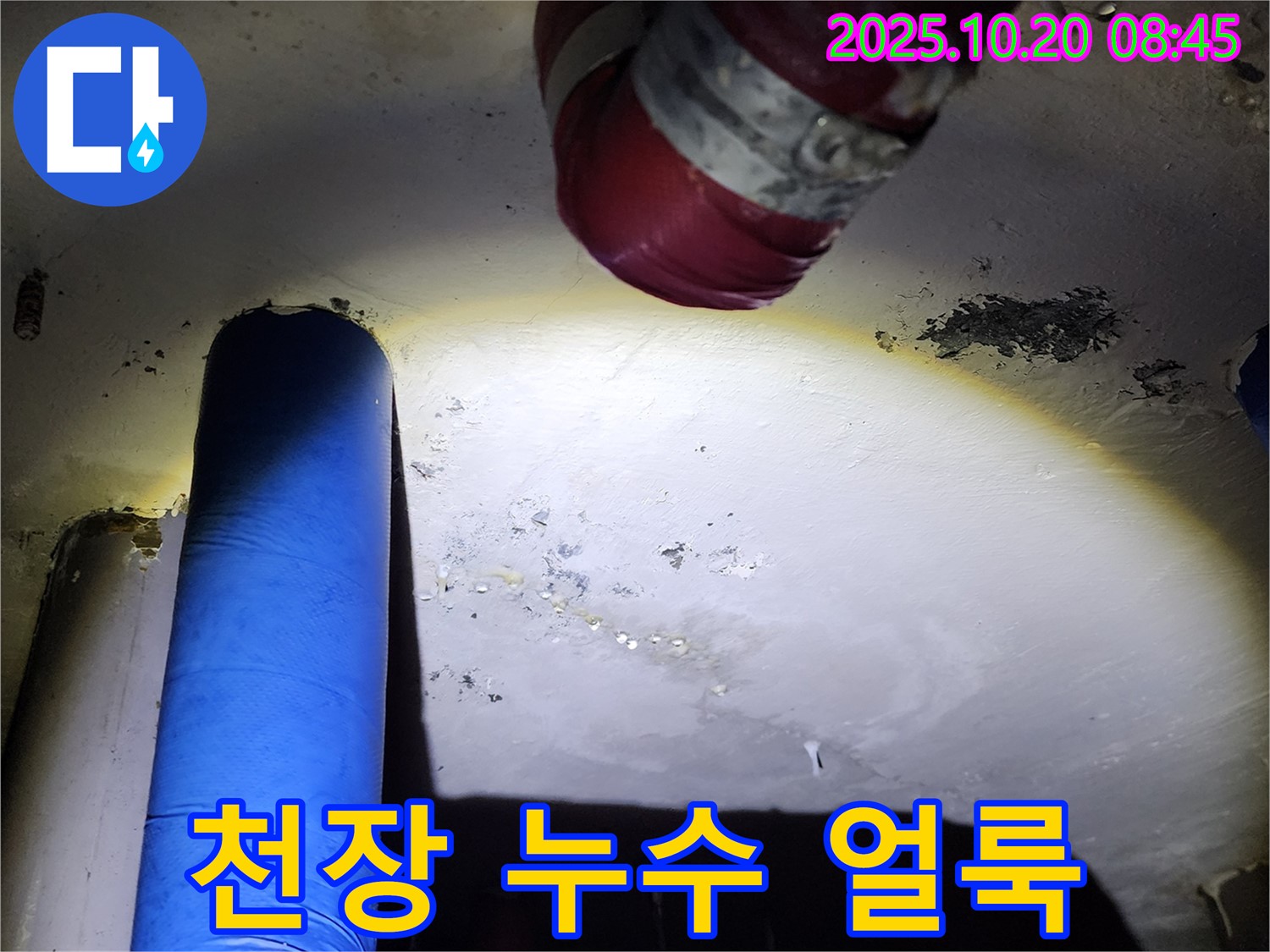 양주시 장흥면 석현리 누수 - 천장에 생긴 누수 얼룩을 보여주는 사진입니다.