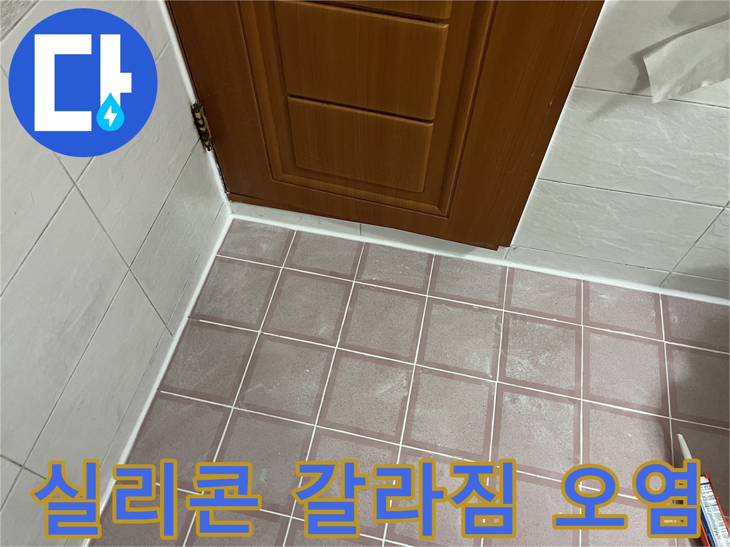 금천구 독산동 형제맨션빌 욕실 - 문턱 주변 타일 실리콘 갈라짐 및 오염 현상 점검