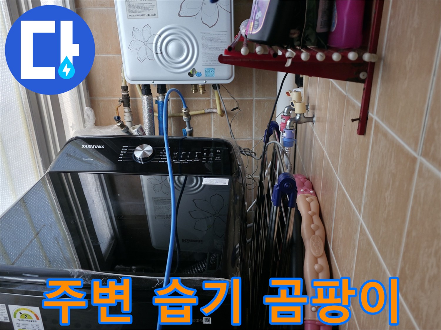 세탁기 주변 습기 및 곰팡이 - 관악구 누수 - 습기 제거 작업