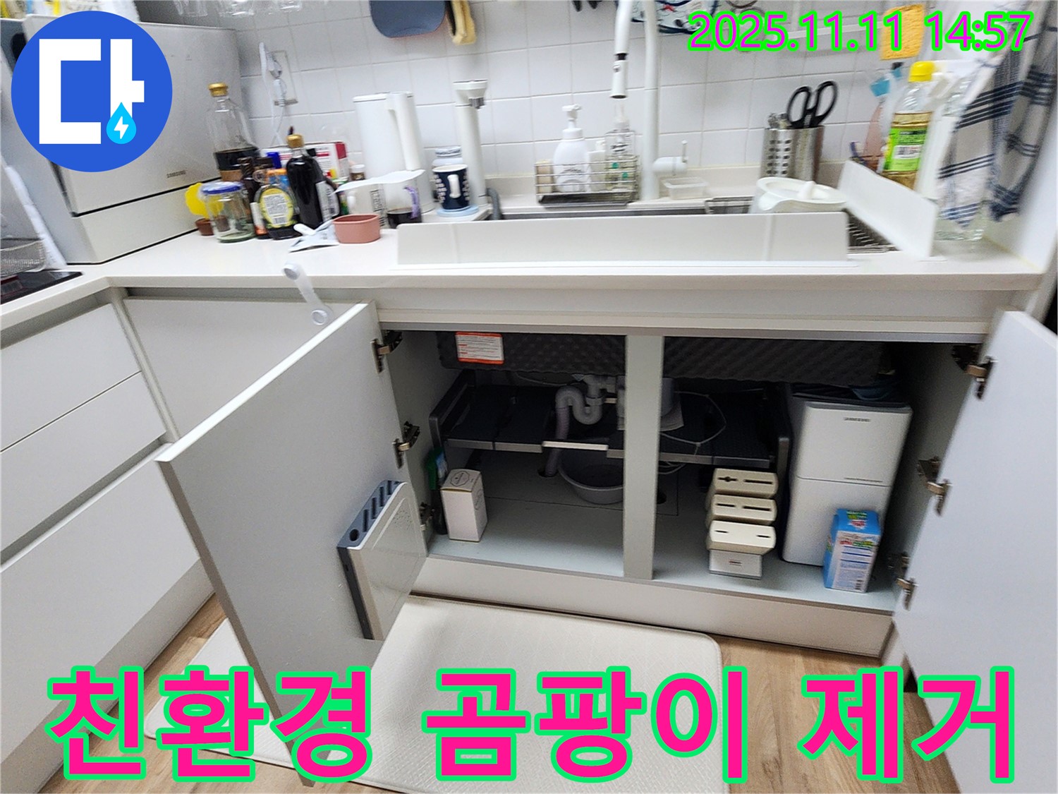 싱크대 누수 - 친환경 세제를 이용한 곰팡이 제거
