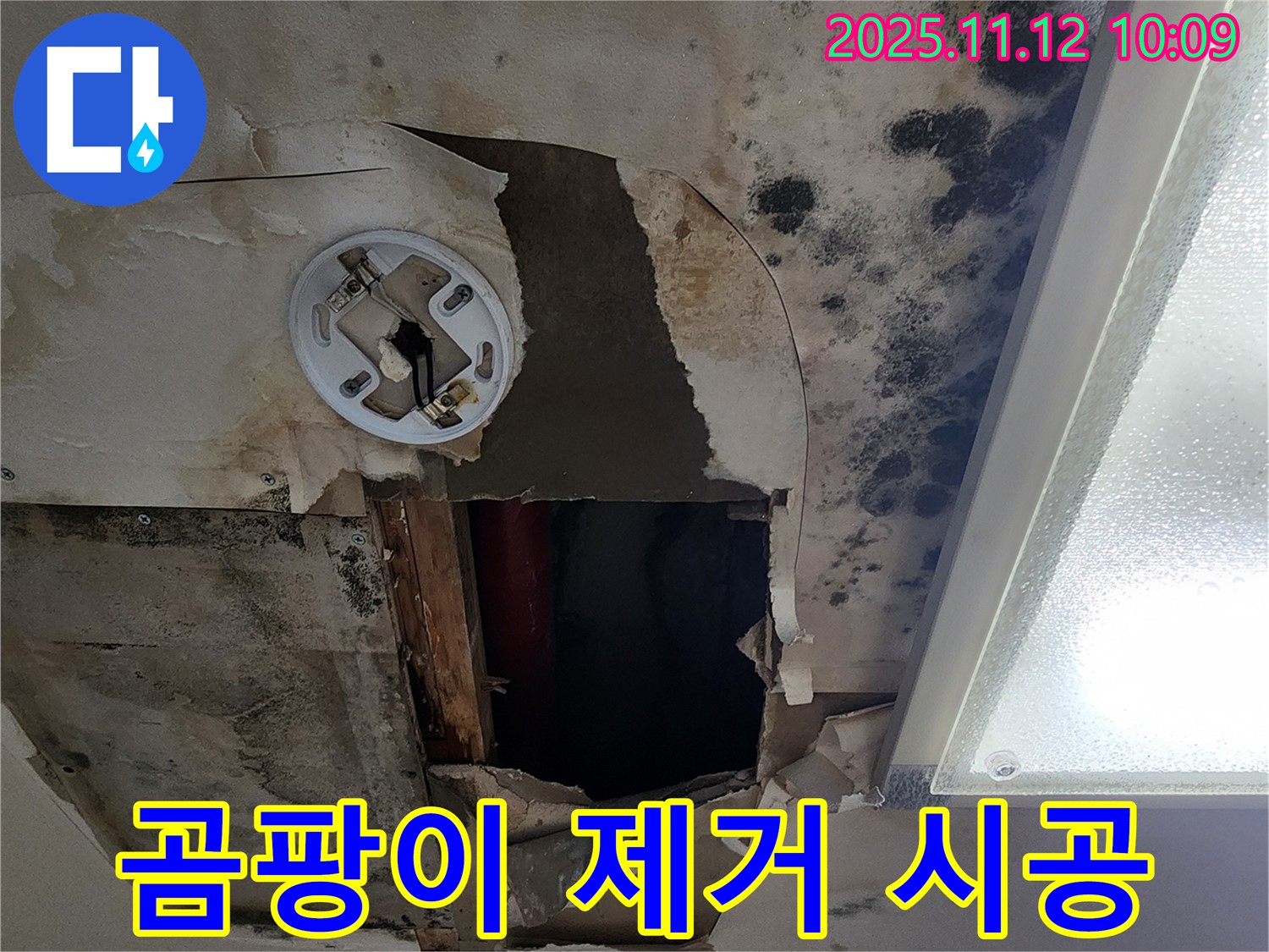 곰팡이 제거 시공 - 누수 해결 후 곰팡이 제거 및 방지 작업 진행