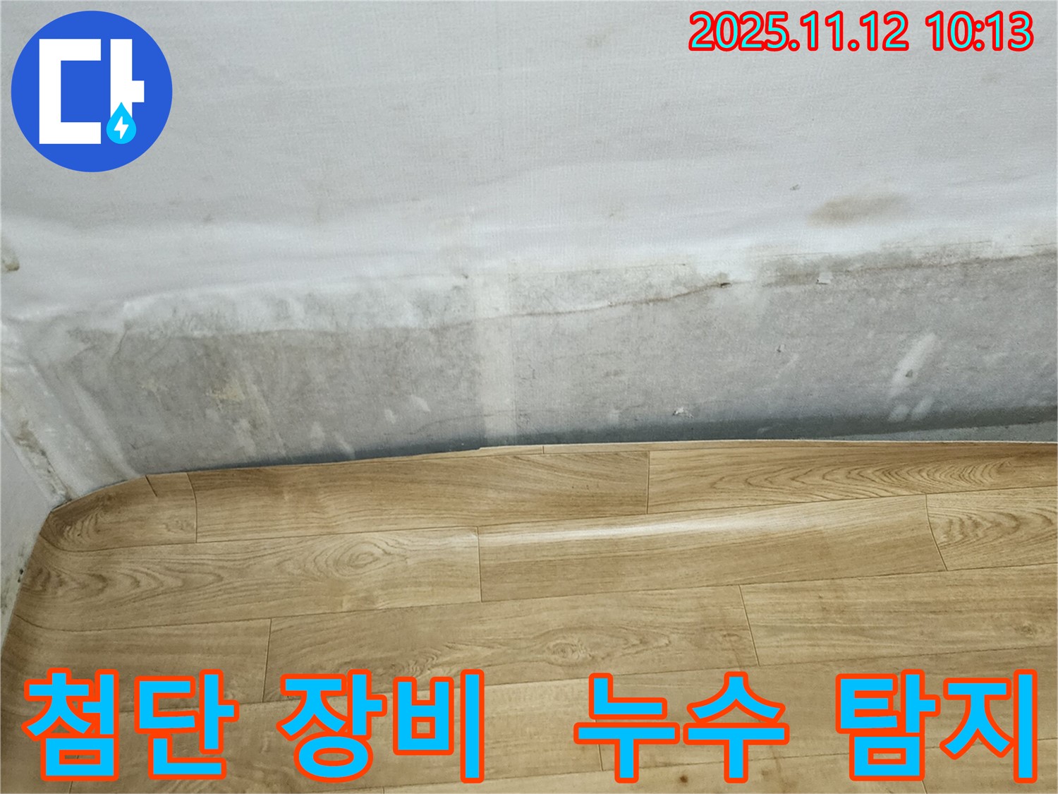 최첨단 장비를 이용한 누수 탐지 - 포천 무봉리 누수 현장에서 최첨단 장비를 사용하여 정확한 누수 지점을 탐지하는 이미지입니다.