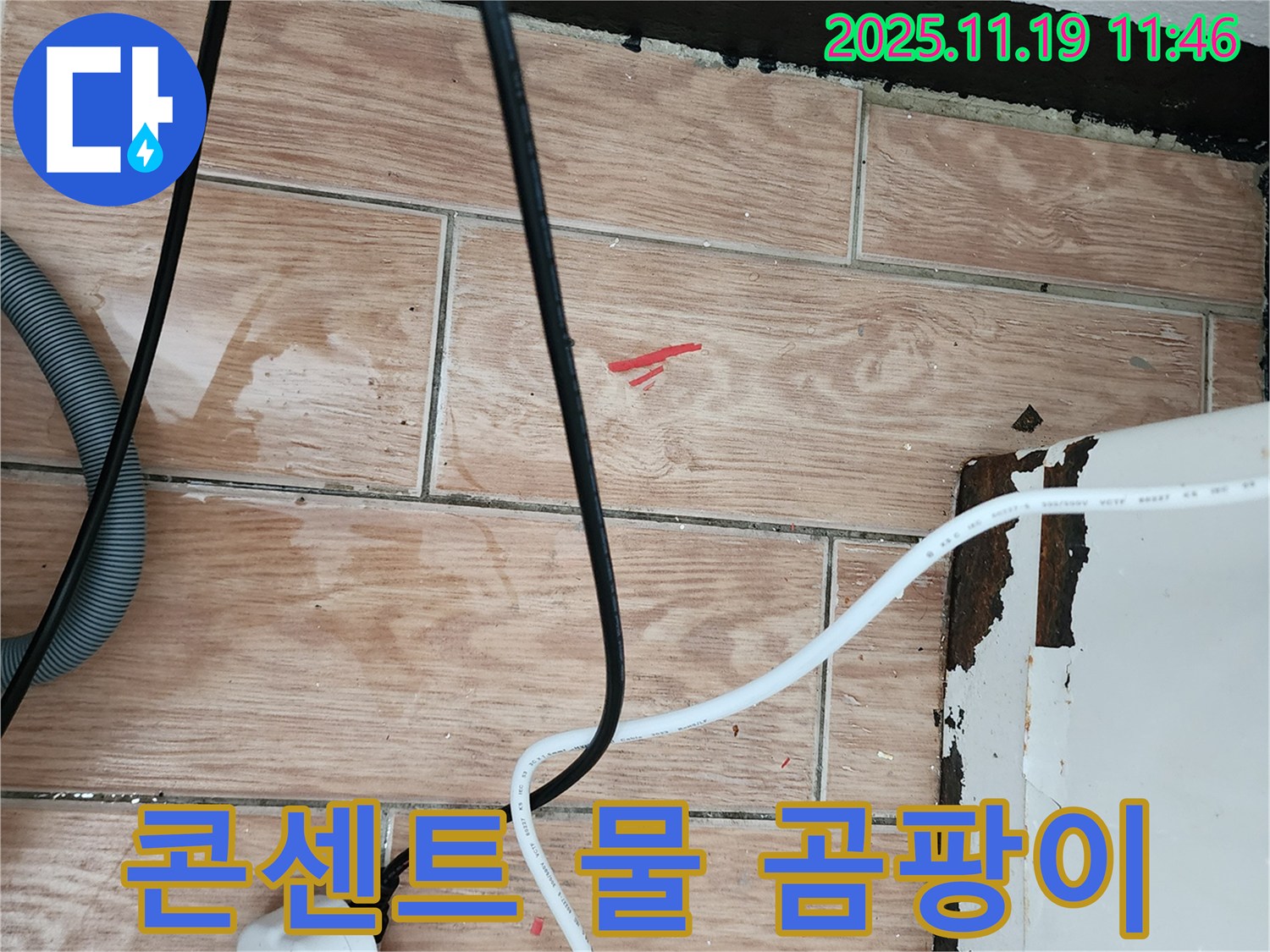 내촌면 마명리 누수 현장 - 콘센트 주변 물기와 곰팡이는 누전 위험을 높입니다 - 안전 점검이 필수입니다.