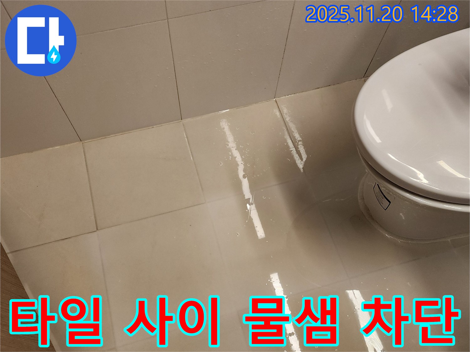 가산면 마산리 변기 밑 타일 사이 물샘 - 확실한 전문가가 완벽하게 차단했습니다.
